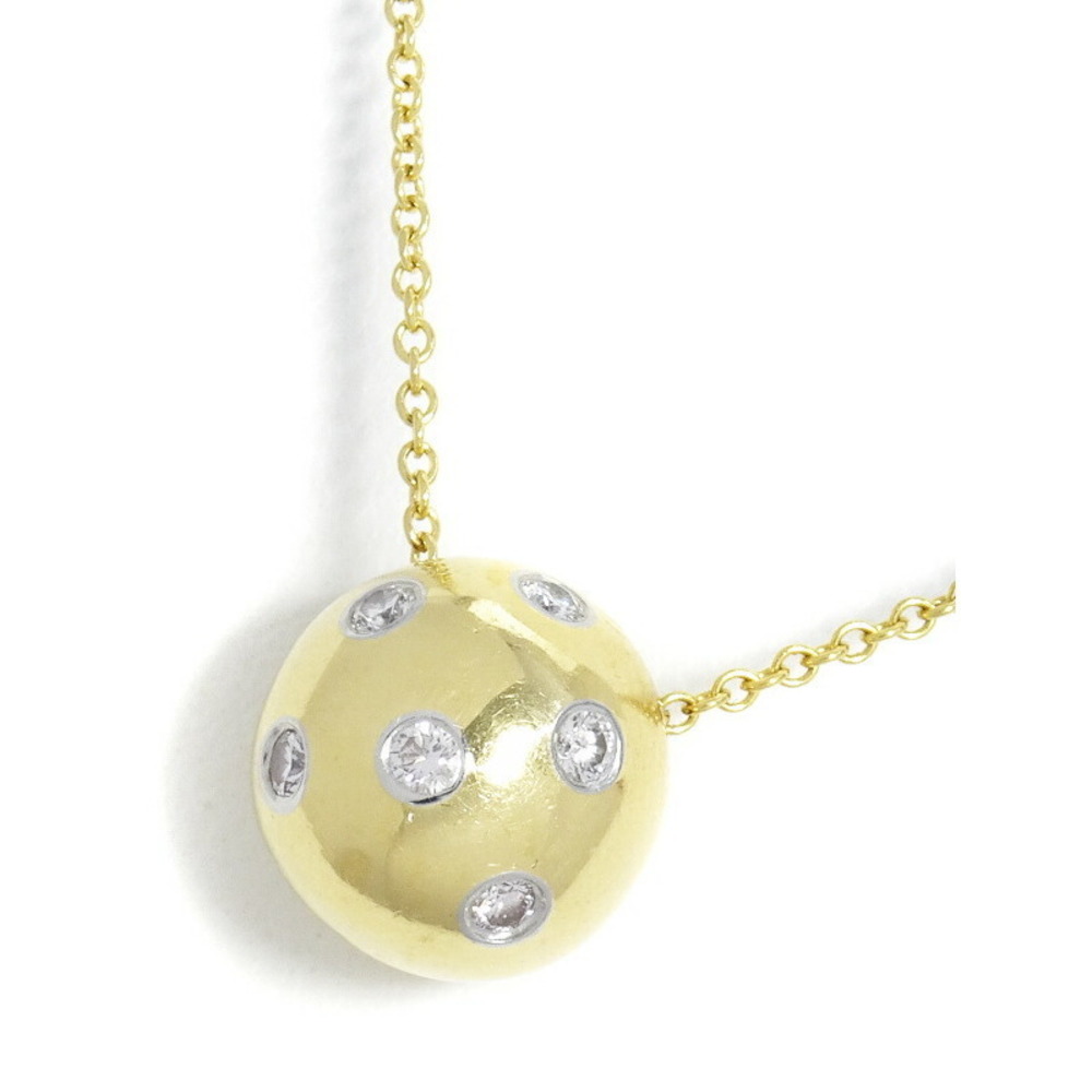 Tiffany Diamond Dots Ball Pendant Necklace Yellow Gold Platinum